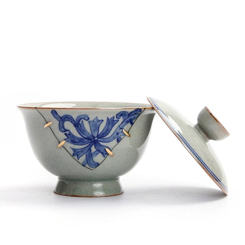 Japanese Neishi Porcelain Tea Cup with Lid - alternate angle from Japanese Kitchen Supply