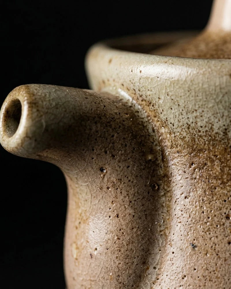 Japanese Nishi Ceramic Sauce Dispenser - Tabletop Bottle for Soy Sauce - close-up detail from Japanese Kitchen Supply