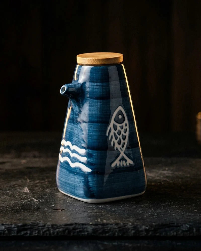 Japanese Roku Ceramic Sauce Dispenser - Tabletop Bottle for Soy Sauce - main product image from Japanese Kitchen Supply