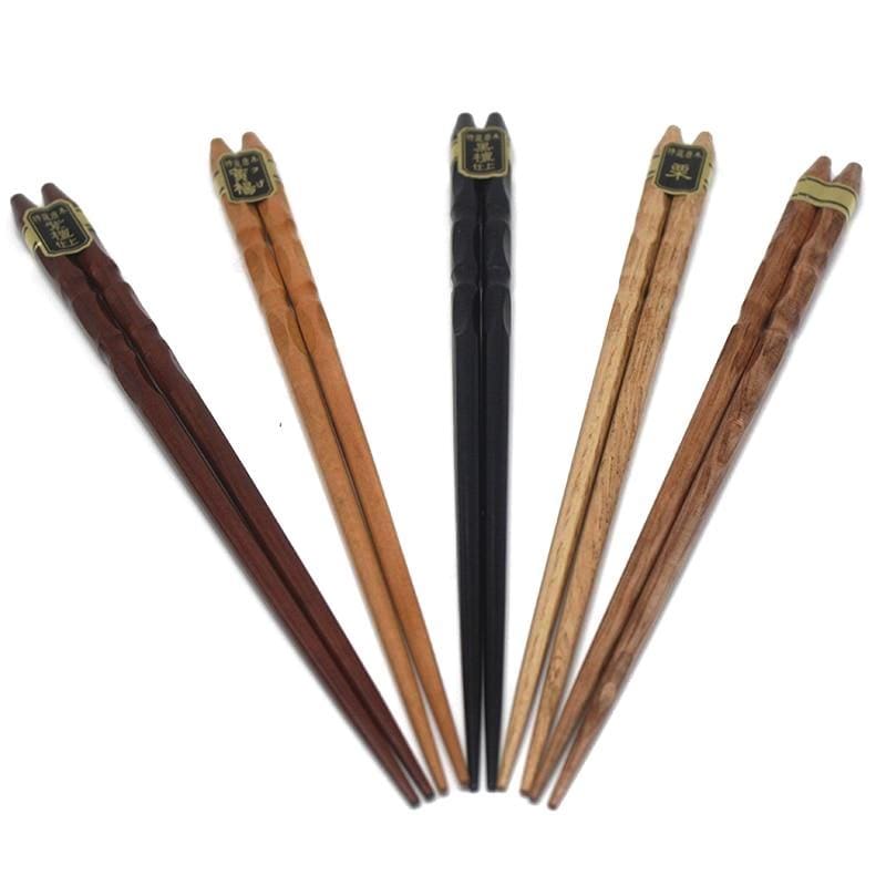 Japanese Shimonoseki Wood Chopsticks Set of 5 Pairs Chopsticks & Cutlery Set - set view from Japanese Kitchen Supply