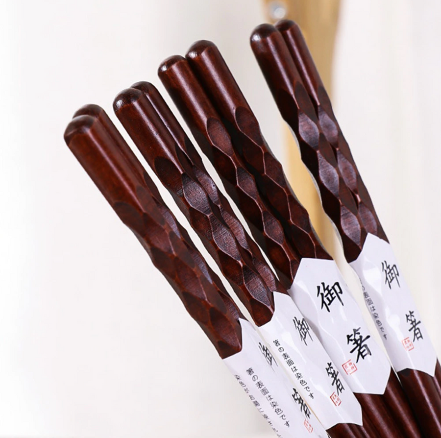 Japanese Shimonoseki Wooden Chopsticks Set of 2 Chopsticks & Cutlery Set - alternate angle from Japanese Kitchen Supply