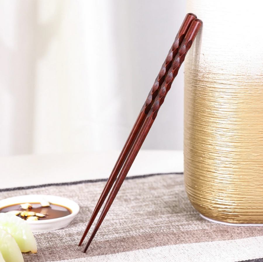 Japanese Shimonoseki Wooden Chopsticks Set of 2 Chopsticks & Cutlery Set - alternate angle from Japanese Kitchen Supply