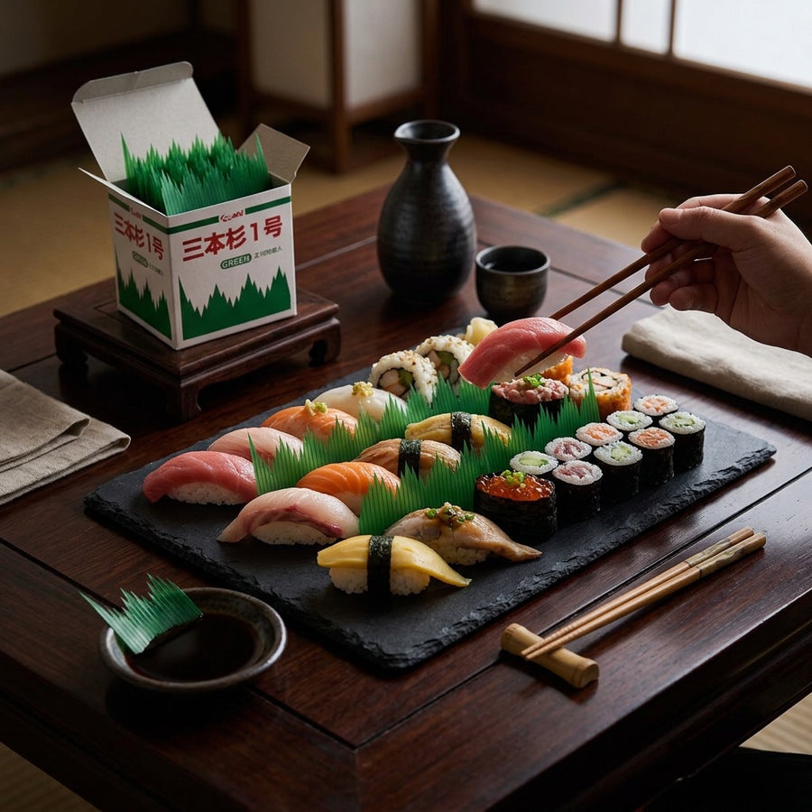Japanese Shirokanedai Sushi Decoration Leaves Set of 1000 - alternate angle from Japanese Kitchen Supply