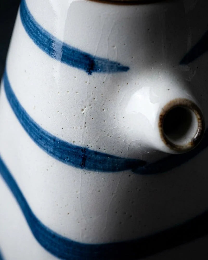 Japanese Sichi Ceramic Sauce Dispenser - Tabletop Bottle for Soy Sauce - close-up detail from Japanese Kitchen Supply