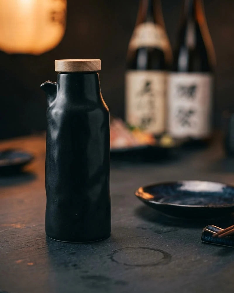 Japanese Suidobashi Ceramic Sauce Dispenser - Tabletop Bottle for Soy Sauce - alternate angle from Japanese Kitchen Supply
