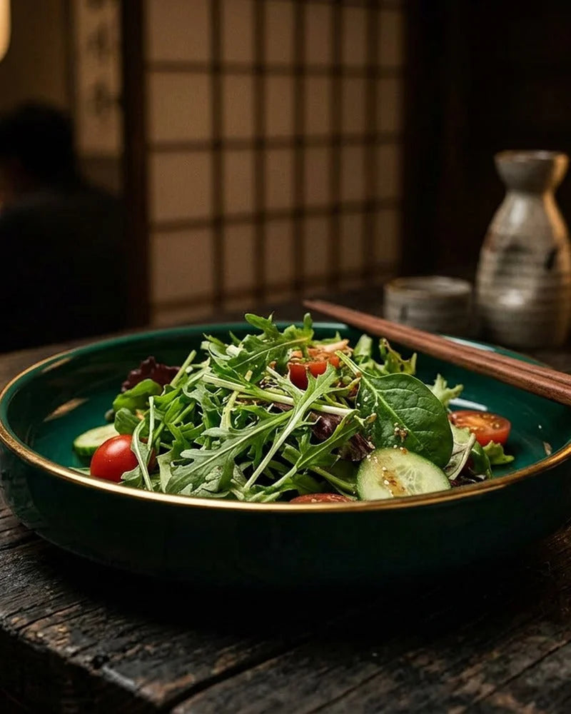 Japanese Takashi Ceramic Salad Bowl - alternate angle from Japanese Kitchen Supply