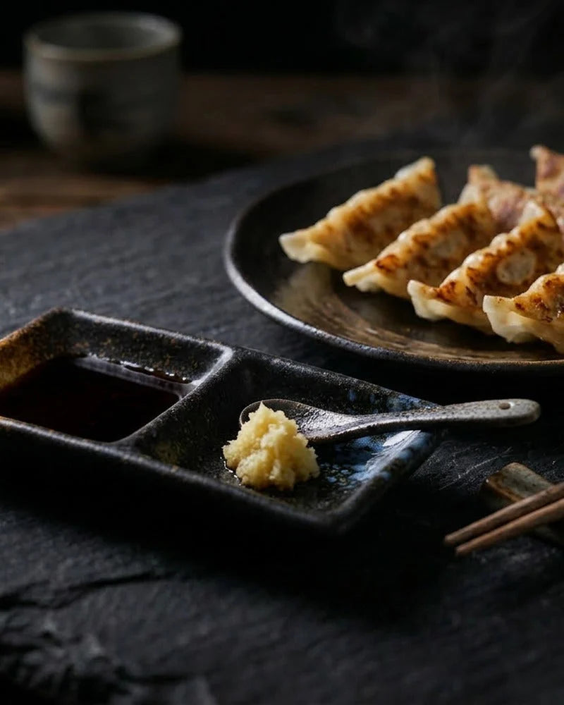 Japanese Tsukiji Ceramic Sauce Bowl - Small Dish for Soy Sauce & Dips - alternate angle from Japanese Kitchen Supply
