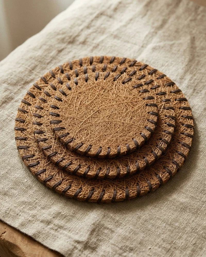 Japanese Ume Handmade Coconut Drink Coaster, Coconut