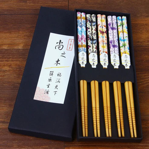 Japanese Wiesneri Bamboo Chopsticks Set of 5 Pairs Chopsticks & Cutlery Set from Japanese Kitchen Supply