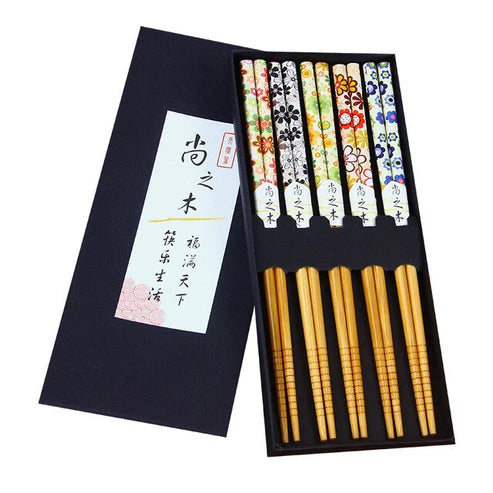 Japanese Wiesneri Bamboo Chopsticks Set of 5 Pairs Chopsticks & Cutlery Set - D from Japanese Kitchen Supply