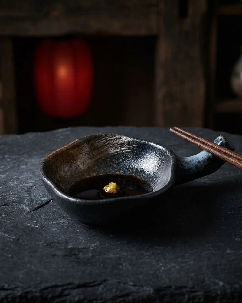 Japanese Yoroshiku Ceramic Sauce Bowl with Chopsticks Holder - main product image from Japanese Kitchen Supply
