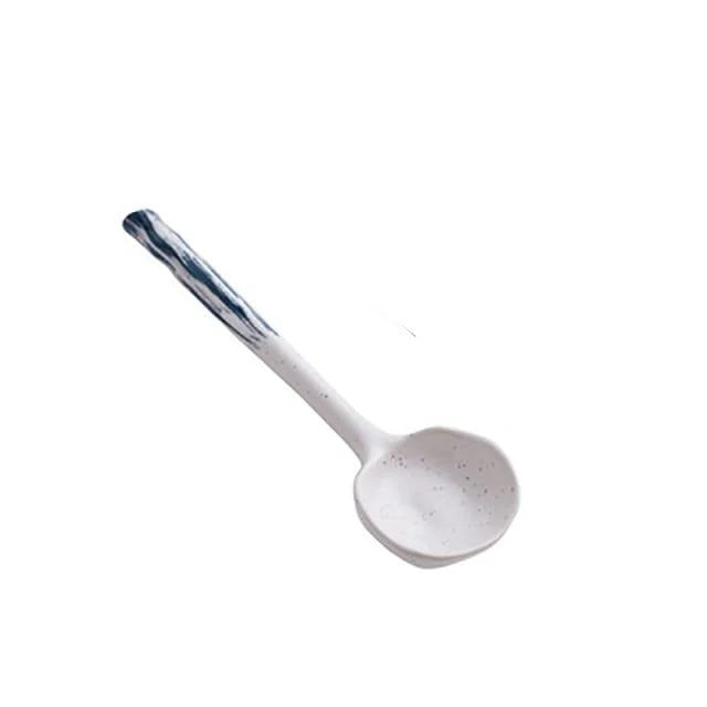 Japanese Yukio Ceramic Spoon - Soup, Ramen & Dessert Spoon - alternate angle - Japanese ramen bowl for noodles and soup from Japanese Kitchen Supply