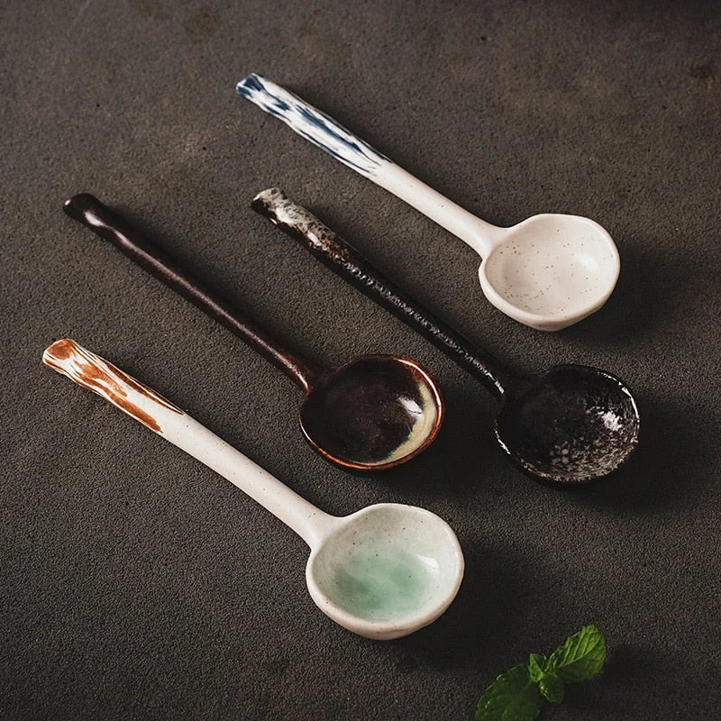 Japanese Yukio Ceramic Spoon - Soup, Ramen & Dessert Spoon - product detail view from Japanese Kitchen Supply