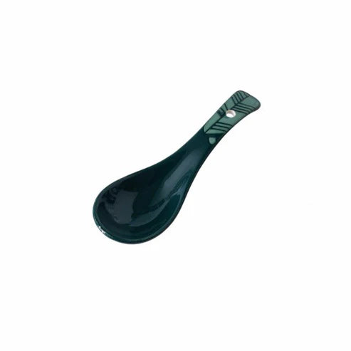 Japanese Yumiko Ceramic Spoon - Soup, Ramen & Dessert Spoon - Deep Green-1 - Japanese ramen bowl for noodles and soup from Japanese Kitchen Supply