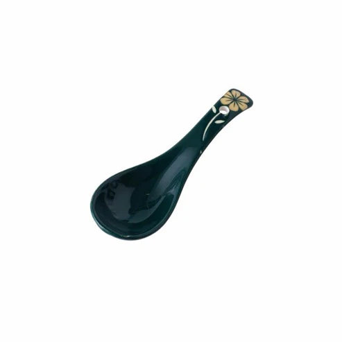 Japanese Yumiko Ceramic Spoon - Soup, Ramen & Dessert Spoon - Deep Green-3 - Japanese ramen bowl for noodles and soup from Japanese Kitchen Supply