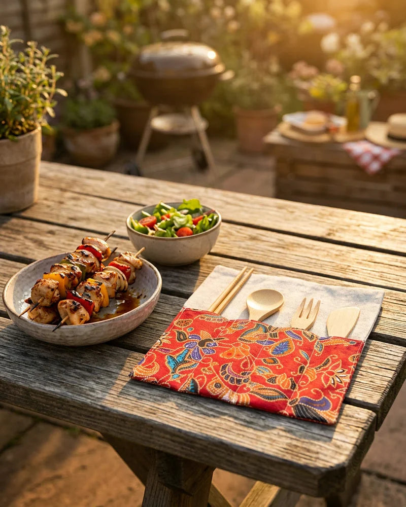 Kinami Bamboo BBQ Cutlery Set lifestyle photo