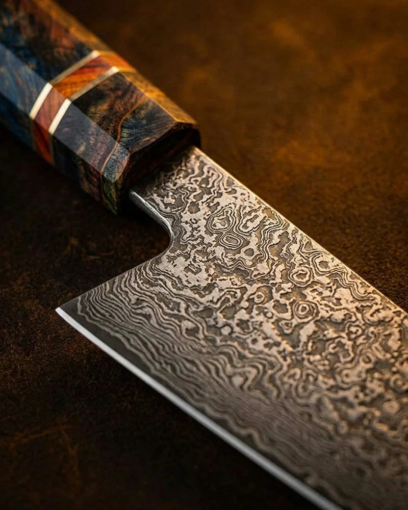 Kiritsuke Octagons Damascus Knife 23 cm - Style 1 detail photo