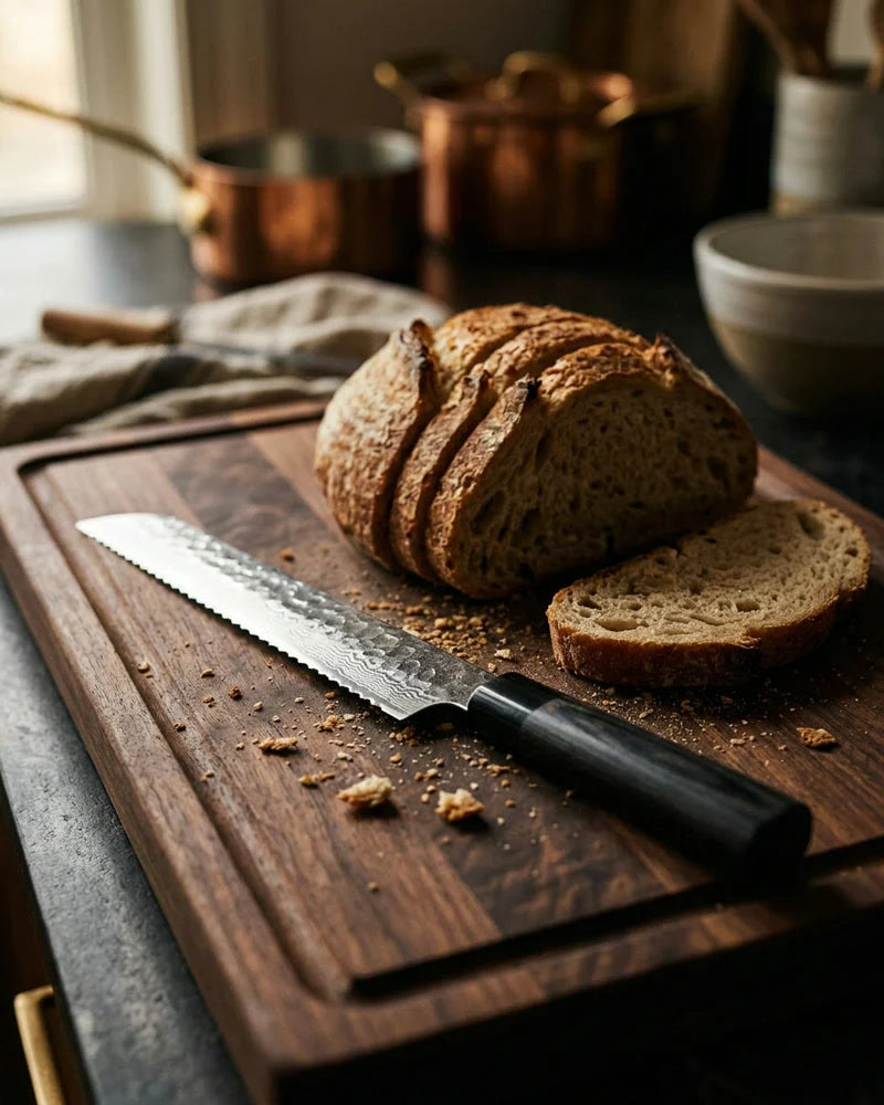 Kurayami Damascus Bread Knife 20 cm lifestyle photo