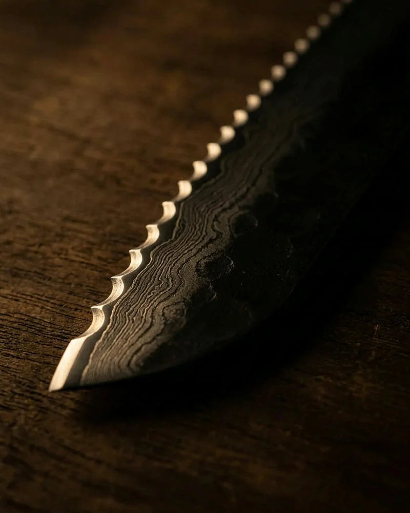 Kurayami Damascus Bread Knife 20 cm detail photo