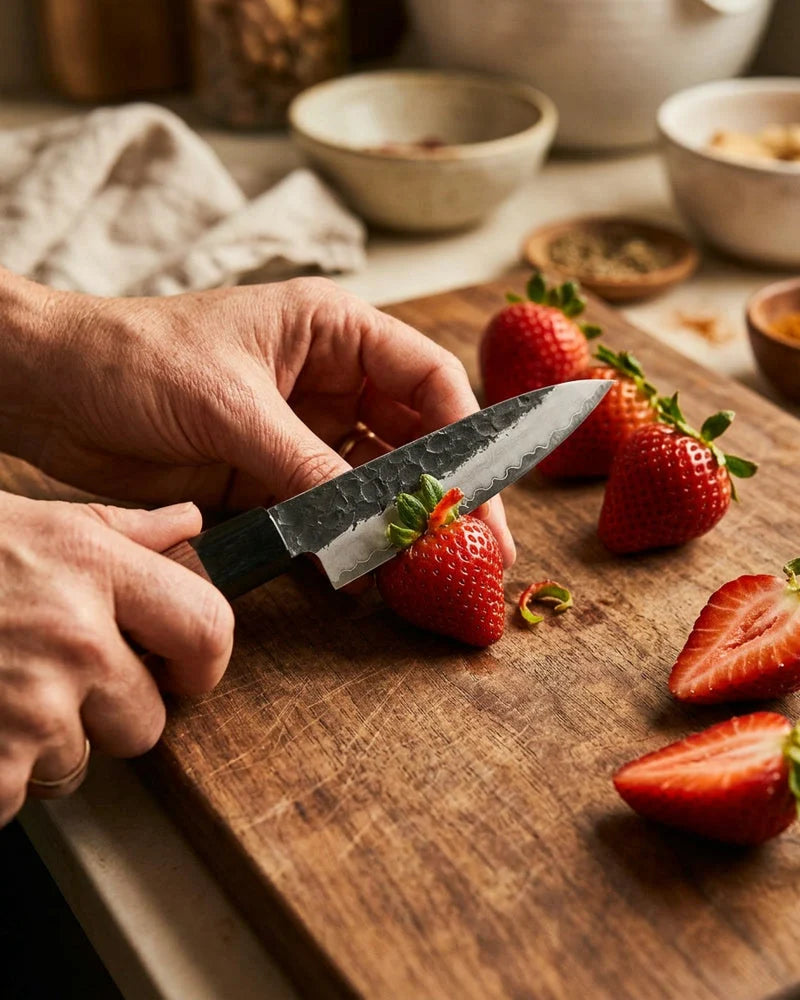 Kurayami Damascus Paring Knife 9 cm lifestyle photo