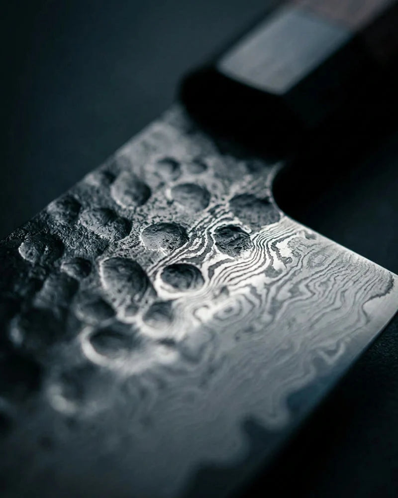 Kurayami Damascus Santoku Knife 18cm detail photo