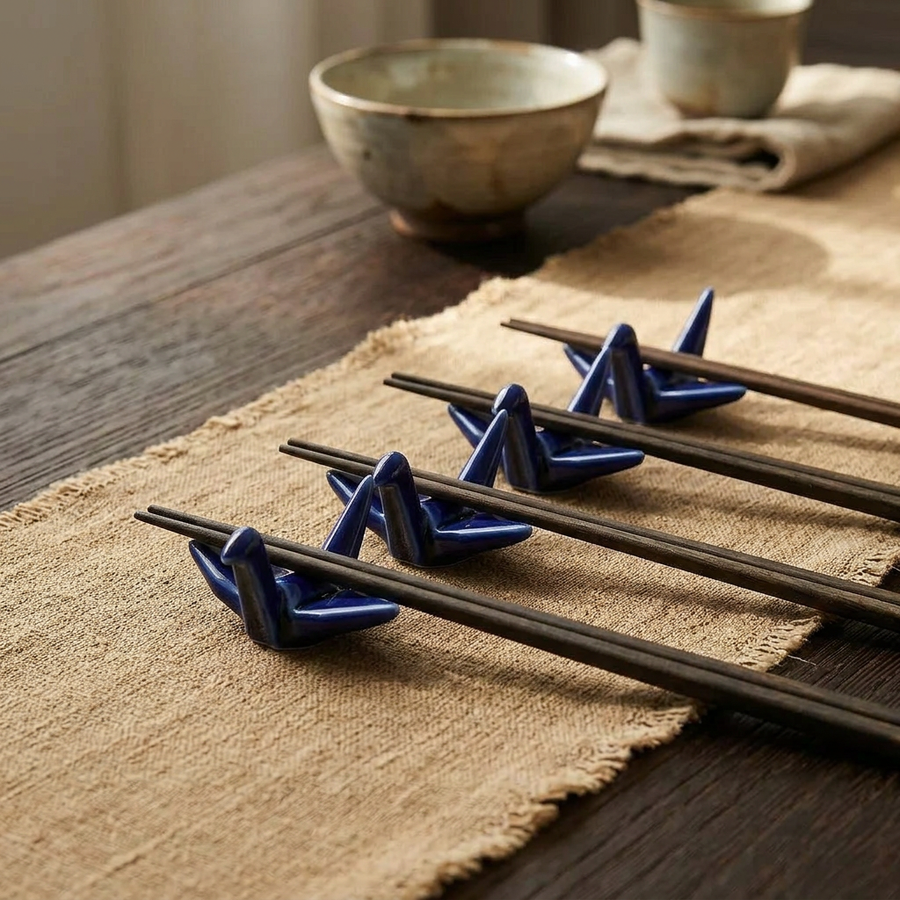 4 Chopsticks Holders Origami Blue lifestyle photo