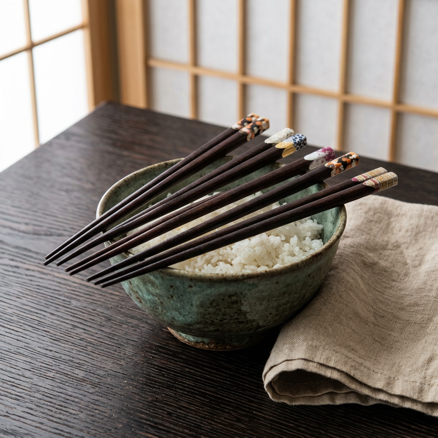 Wooden Chopsticks Koriyama (Set of 10 Pairs, 5 Colors) lifestyle photo
