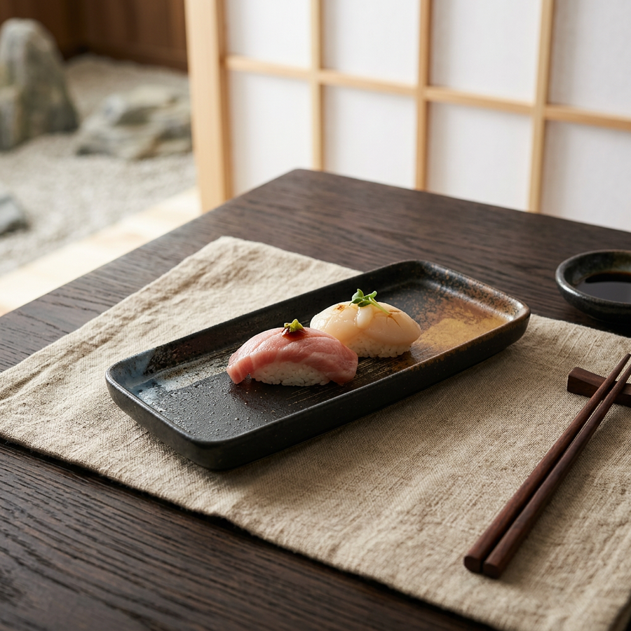 Adachi Porcelain Sushi Plate lifestyle photo