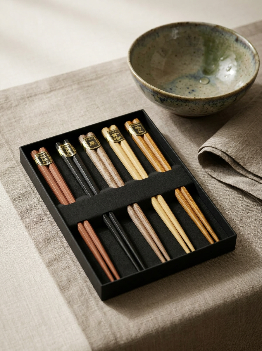 Akita Set of 5 Pairs of Wooden Chopsticks lifestyle photo