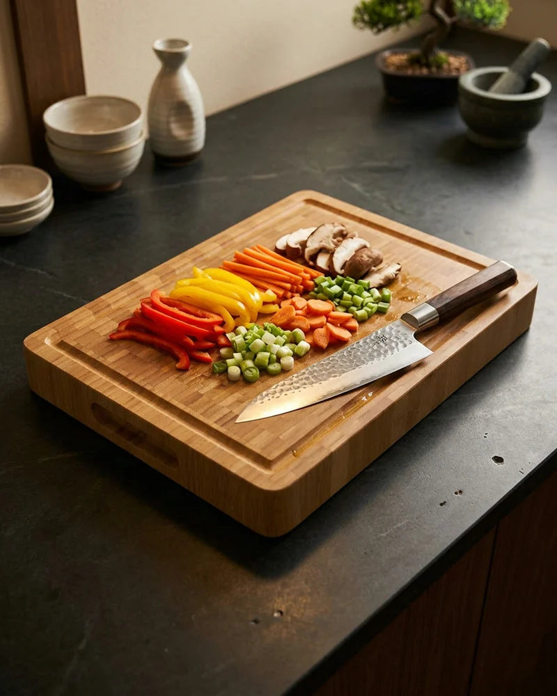 Luxury Cutting Board Solid Bamboo - End Grain - 40 x 30 x 4.5 cm lifestyle photo