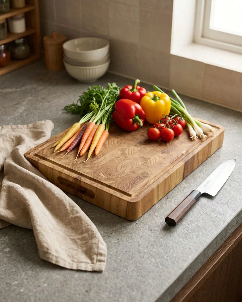 Luxury Teak Wood Cutting Board - 40 x 30 x 4.5 cm lifestyle photo