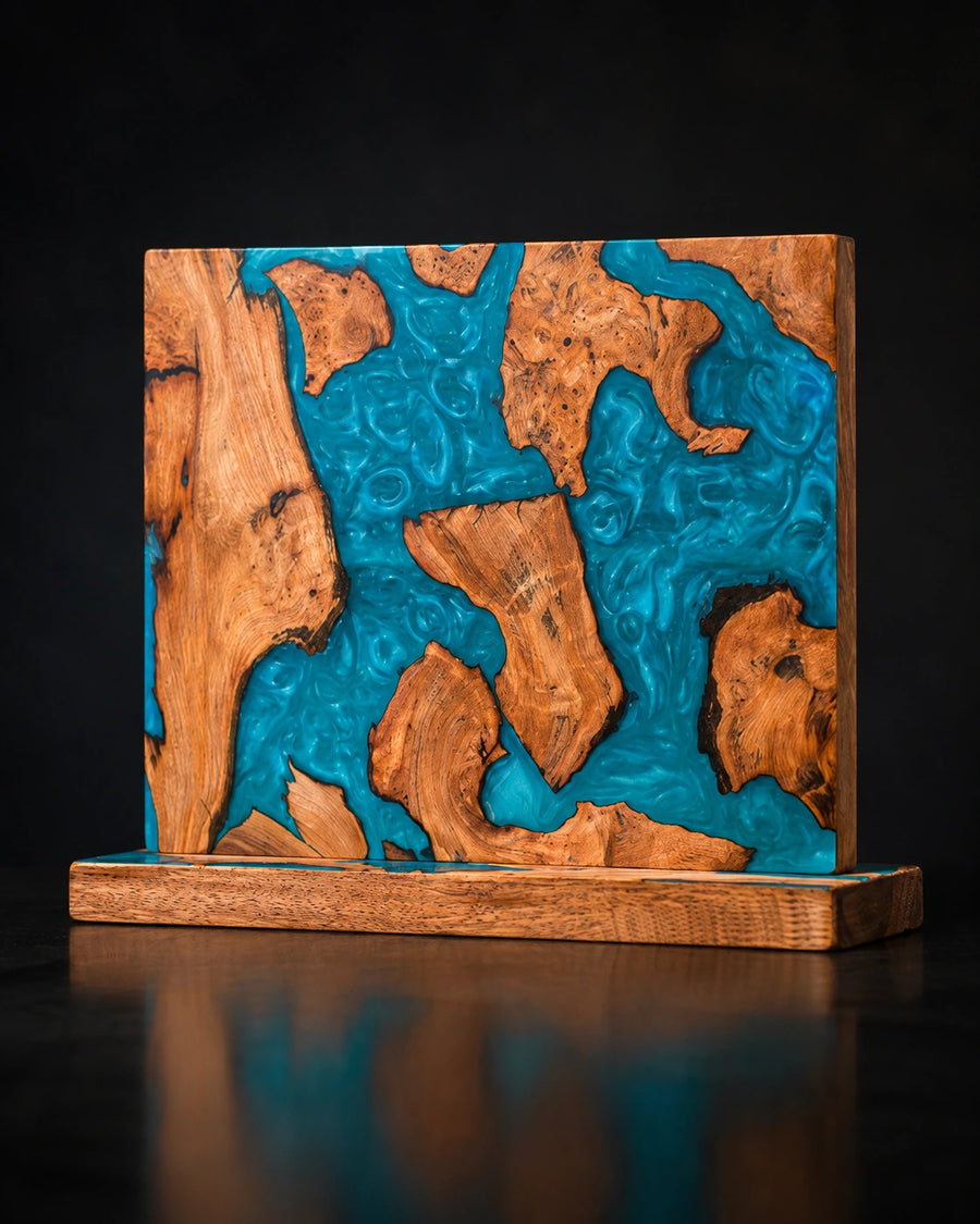 Turquoise Resin & Wood Magnetic Knife Holder style option