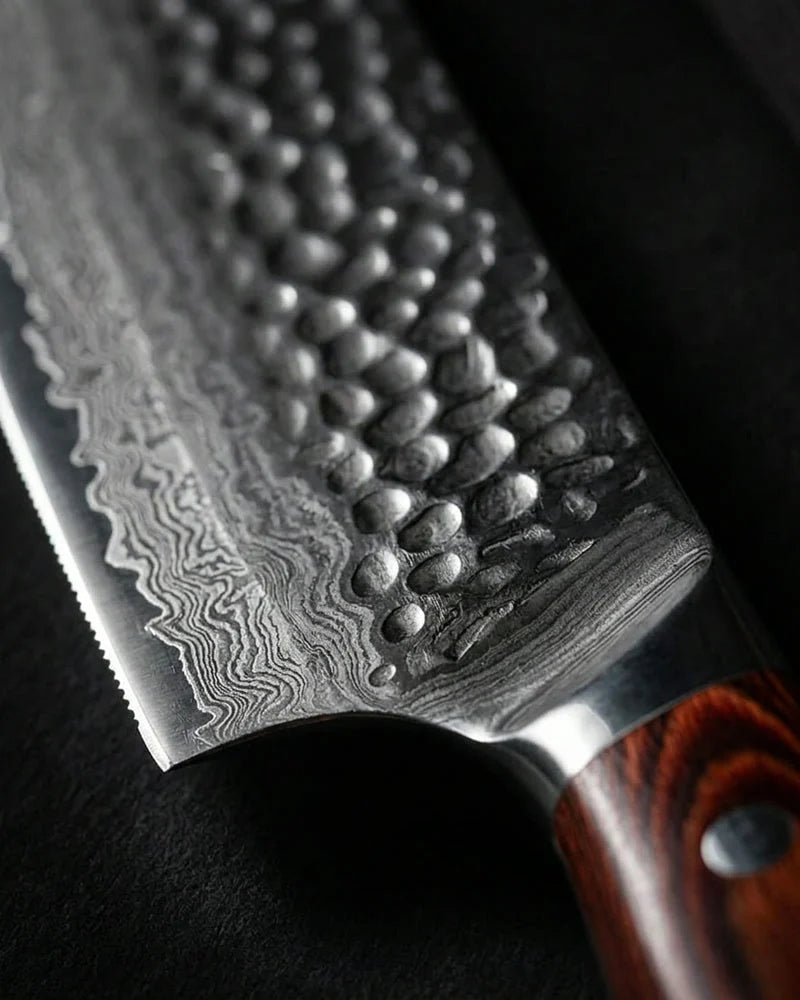 Mahogany Red Damascus Chef Knife 20 cm detail photo