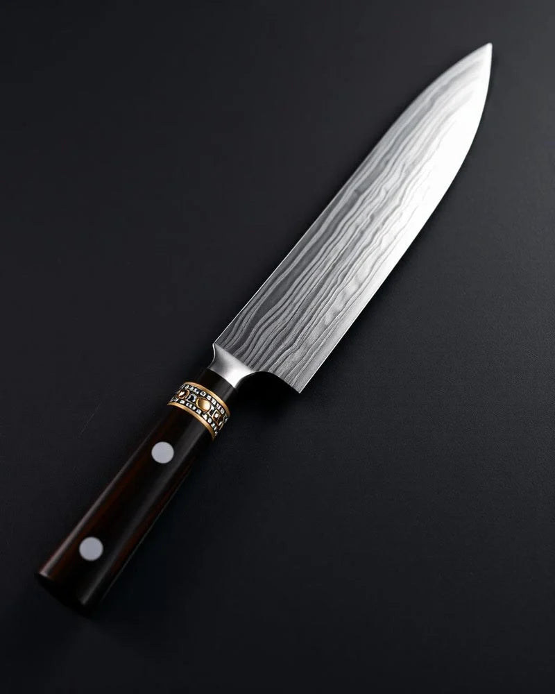 Micarta Jewels Black Damascus Chef Knife 20 cm product photo
