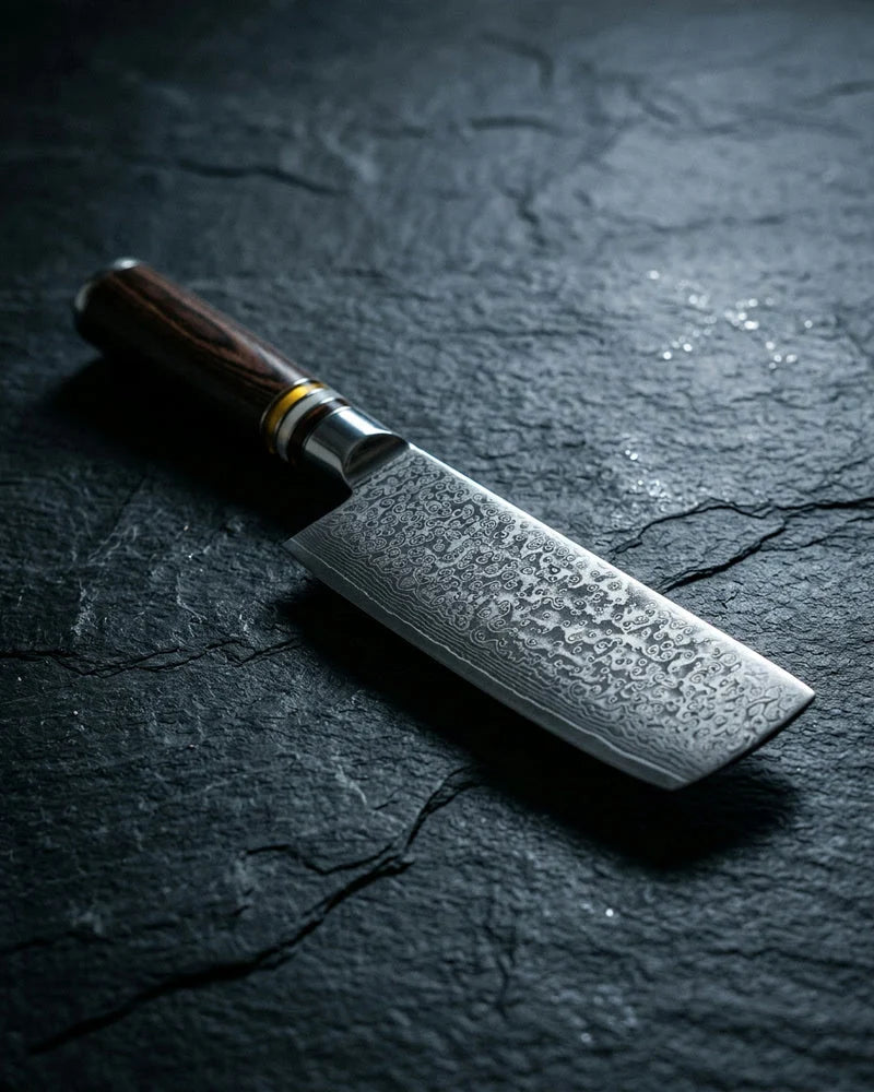 Micarta Jewels Damascus Nakiri Knife 18cm product photo