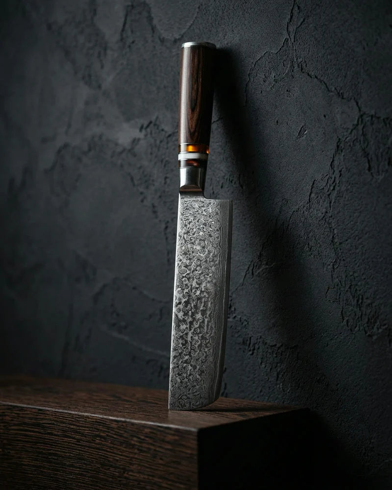 Micarta Jewels Damascus Nakiri Knife 18cm product image