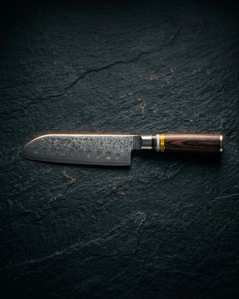 Micarta Jewels Damascus Santoku Knife 18cm product photo