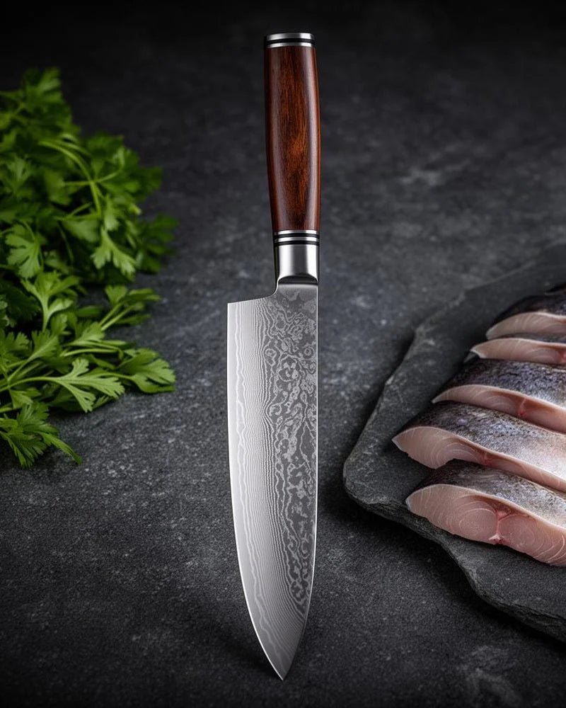 Micarta Jewels Damascus Santoku Knife 18cm lifestyle photo