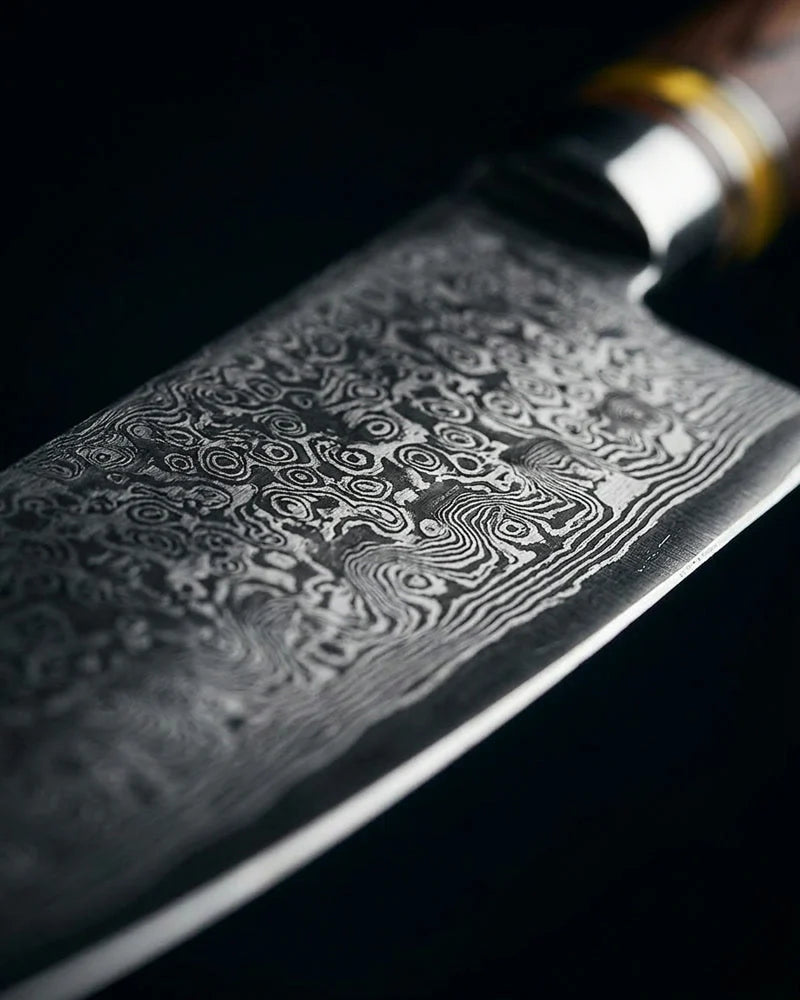 Micarta Jewels Damascus Santoku Knife 18cm detail photo