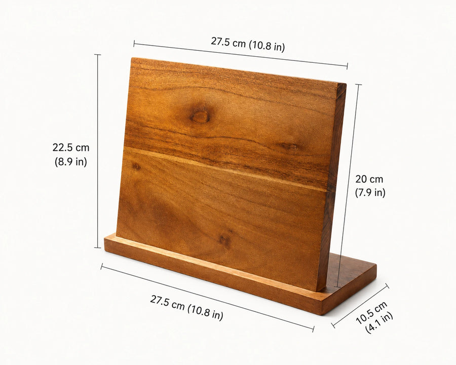 Sanbonmori Wooden Magnetic Knife Stand – Acacia Wood Knife Block 27.5 x 22.5 cm