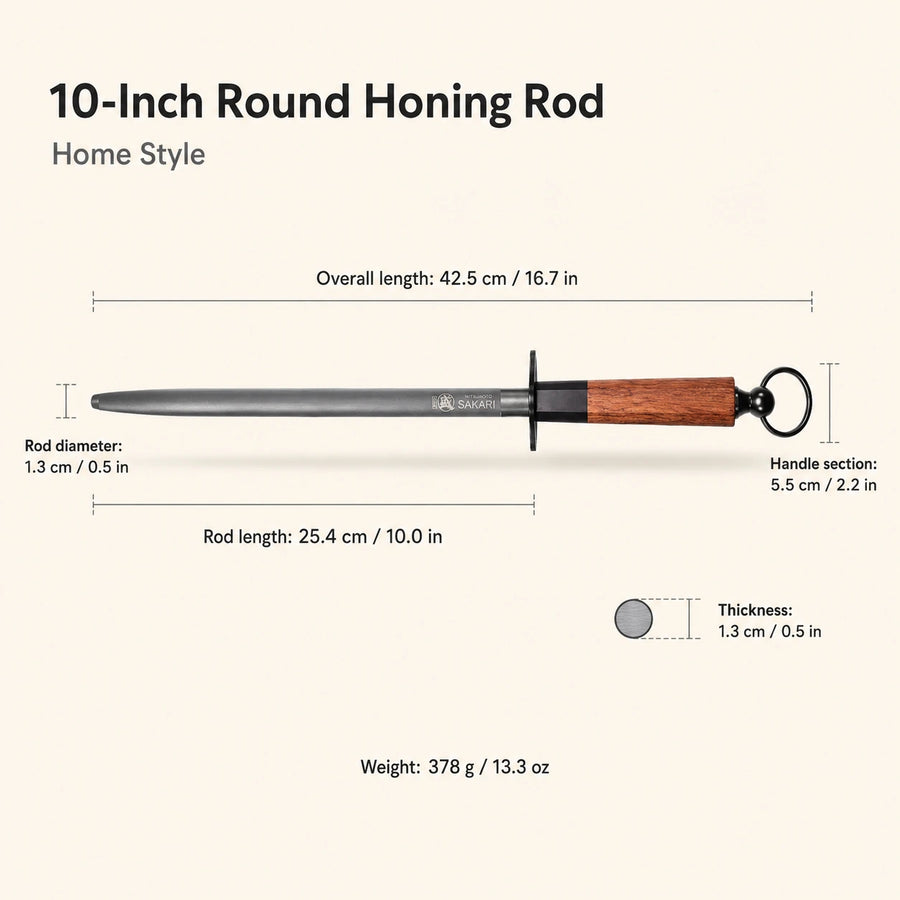 Mitsumoto Sakari Honing Steel  Japanese Knife Sharpening Rod close-up view
