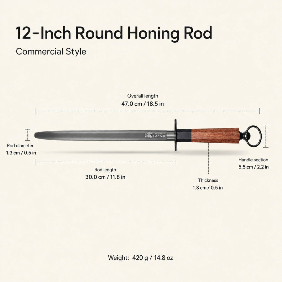 Mitsumoto Sakari Honing Steel  Japanese Knife Sharpening Rod detail view