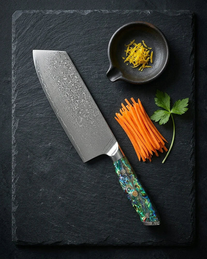 Mother of Pearl Jewels Damascus Nakiri Knife 20 cm product image
