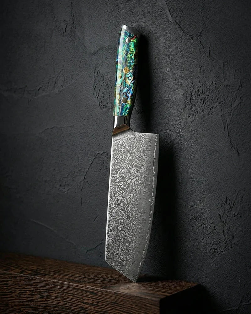 Mother of Pearl Jewels Damascus Nakiri Knife 20 cm product image