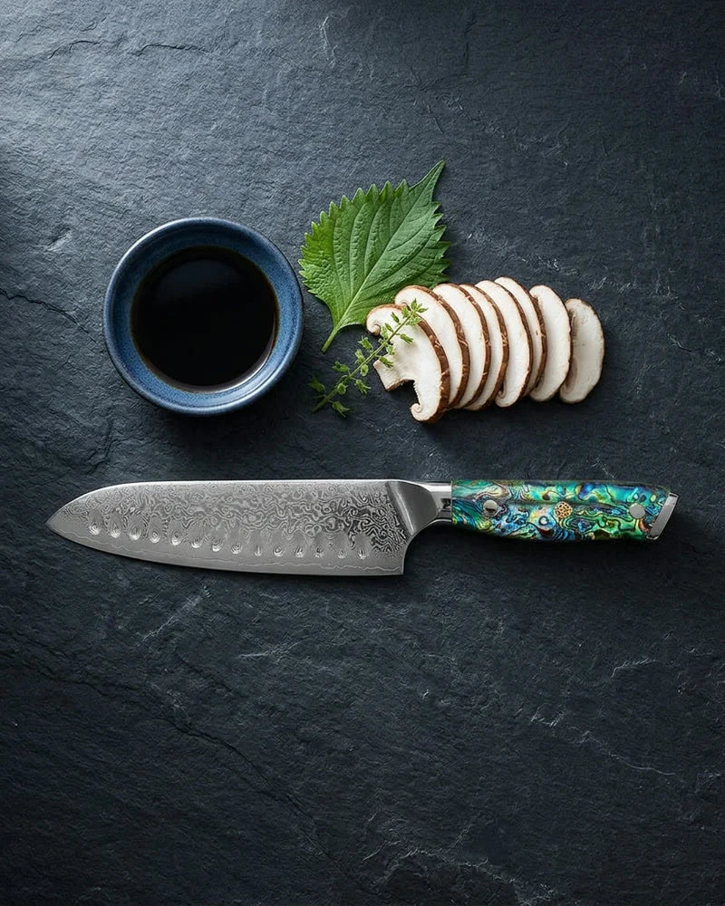 Mother of Pearl Jewels Damascus Santoku Knife 18cm product image