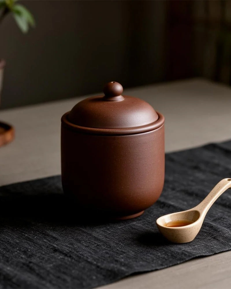 Netsume Hana Ceramic Matcha Storage Jar lifestyle photo