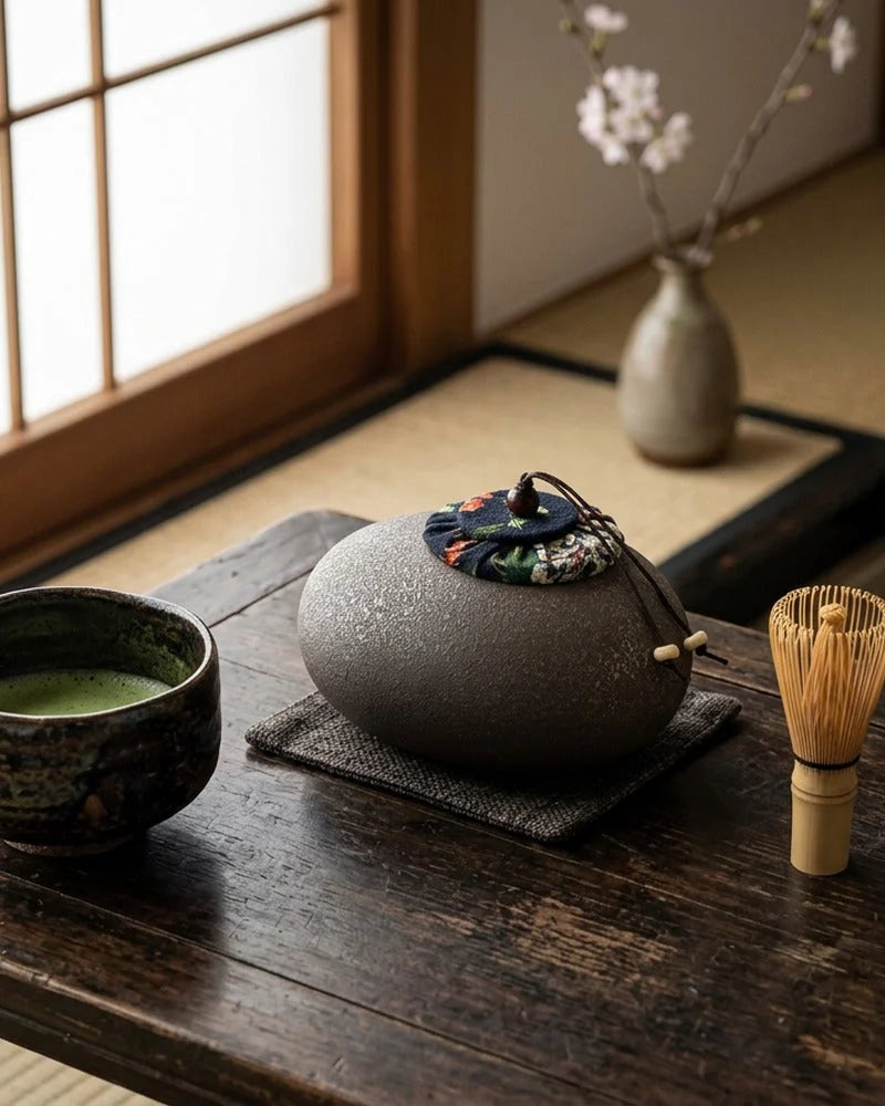 Netsume Kokoro Matcha Storage Jar lifestyle photo