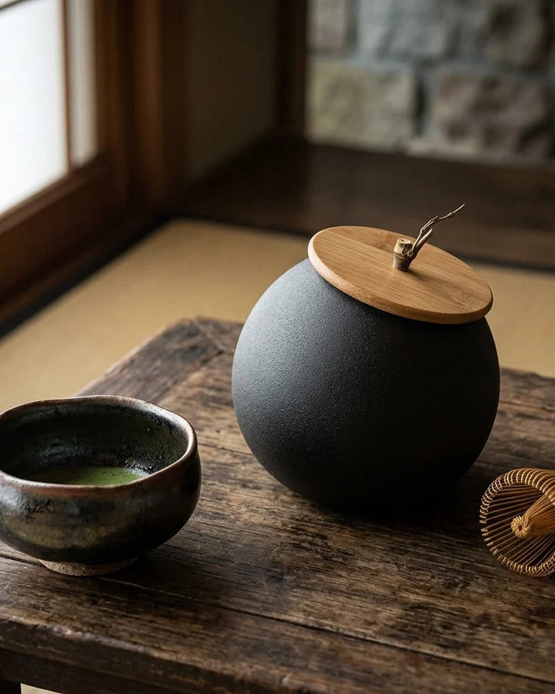 Netsume Mei Matcha Storage Jar lifestyle photo