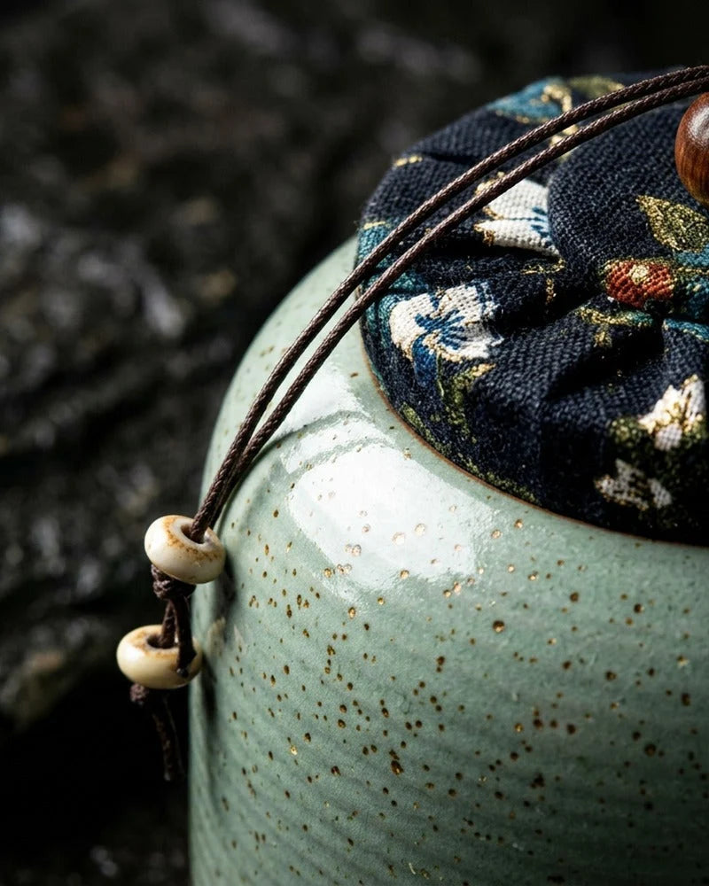 Netsume Sakura Handmade Matcha Storage Jar detail photo