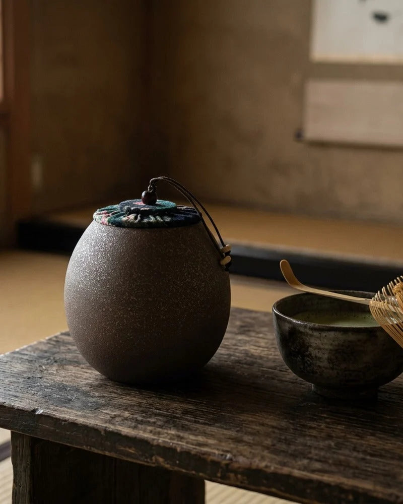Netsume Sora Matcha Storage Jar lifestyle photo